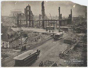 Esquina de State y Madison después del Incendio de Chicago de 1871, 1871 de American Photographer